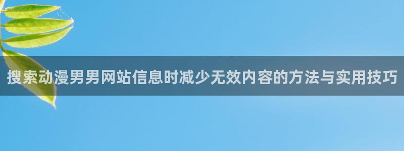 汗汗漫画完结作品大全：搜索动漫男男网站信息时减少无效内容的方法与实用技巧配图